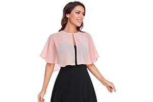 Pukguro Capelets for Women Soft Chiffon Shawls Wraps Shurg for Evening Wedding Capes Bolero Cover Up