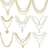 CONGYING 9pcs Gold Plated Necklaces set for Women, Gold Dainty Choker Necklace Trendy, Adjustable Layering Necklace Set for Women Gifts