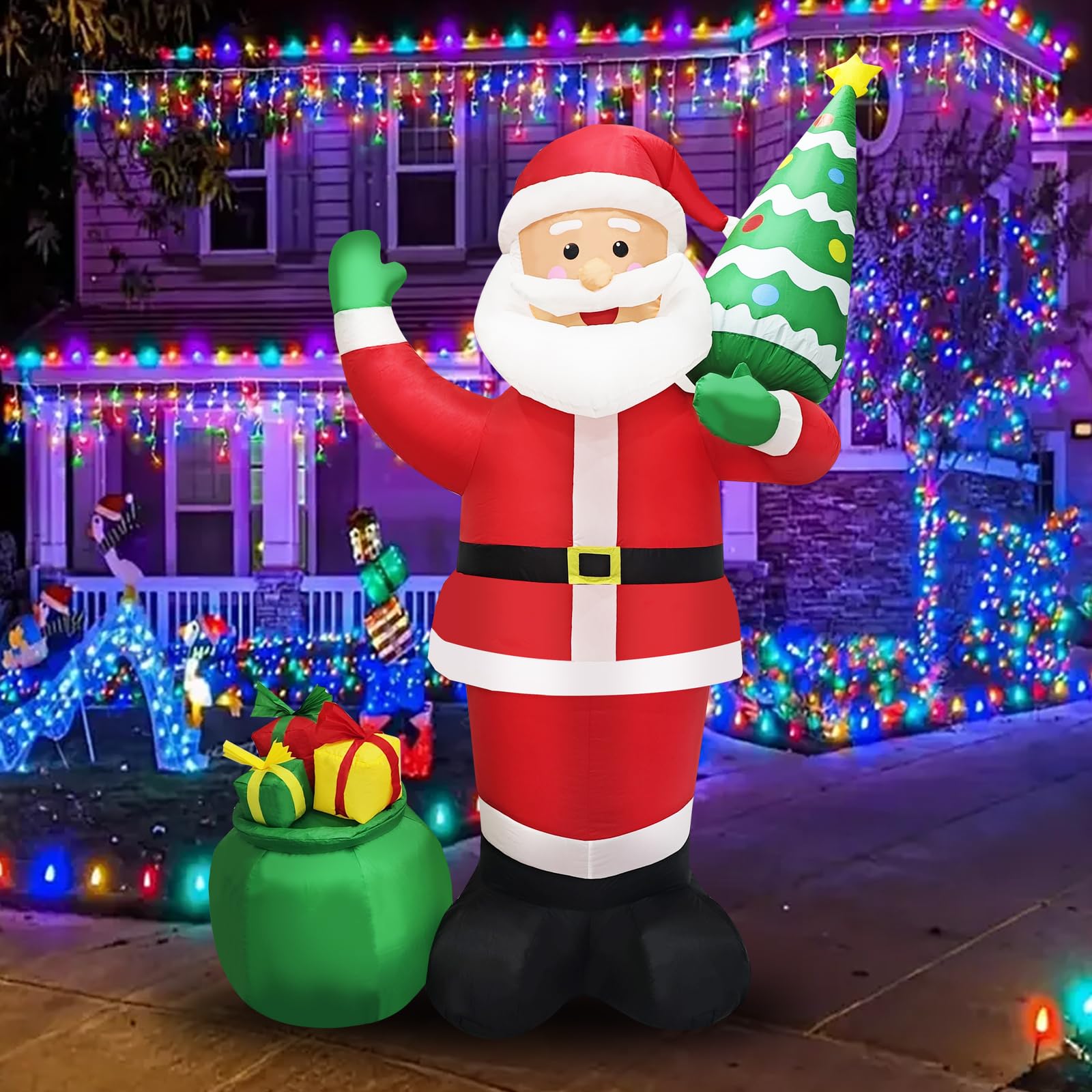 Photo 1 of *USED*
8FT Inflatable Santa Claus Christmas Tree Outdoor Decoration Blow Up Inflate Santa Gift Lighted Decor for Xmas, Holiday, Party Scene, Winter Festive Display, Lawn, Garden, Home Porch Decor Oranments