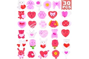 LEEHUR 30 PCS Valentines Day Mochi Squishy Toys Squishies for Kids School Class Classroom Valentines Day Cards Gifts Prizes Party Favors (Valentine)