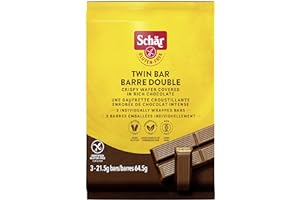 SCHAR Gluten-Free Twin Bar Chocolate Cookies - Non-GMO, Preservative-Free Wafer Cookies with Rich Milk Chocolate, 64.5g