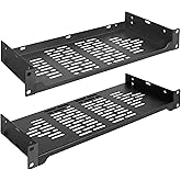 RIVECO 2 PCS 6” Rack Shelves for 19 inches Network Rack & Cabinets, 1U Rack Mount Shelf Vented Cantilever Tray, for Server, IT & Sound Equipment