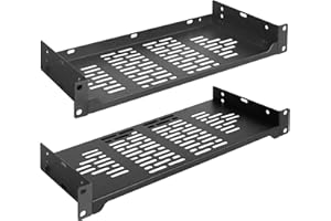 RIVECO 2 PCS 6” Rack Shelves for 19 inches Network Rack & Cabinets, 1U Rack Mount Shelf Vented Cantilever Tray, for Server, I