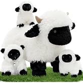 Tezituor Blacknose Sheep Stuffed Animals, 18" Big Sheep Plush with Babies | Realistic Plush Lamb with Babies inside, Large Stuffed Valais Blacknose Sheep Plush Toy for Girls Boys Christmas Gift