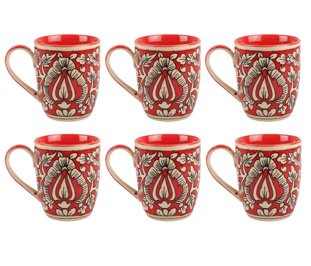 Odishabazaar Ceramic Kulhar Cups Traditional Indian Chai Tea Cup Set of