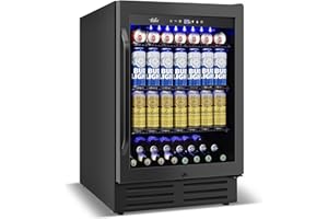 Velivi 24 Inch Beverage Refrigerator Under Counter, 24" Space Built-In Beer and Drink Fridge with Glass Door for Soda, Water, and Milk - For Kitchen, Bar or Office