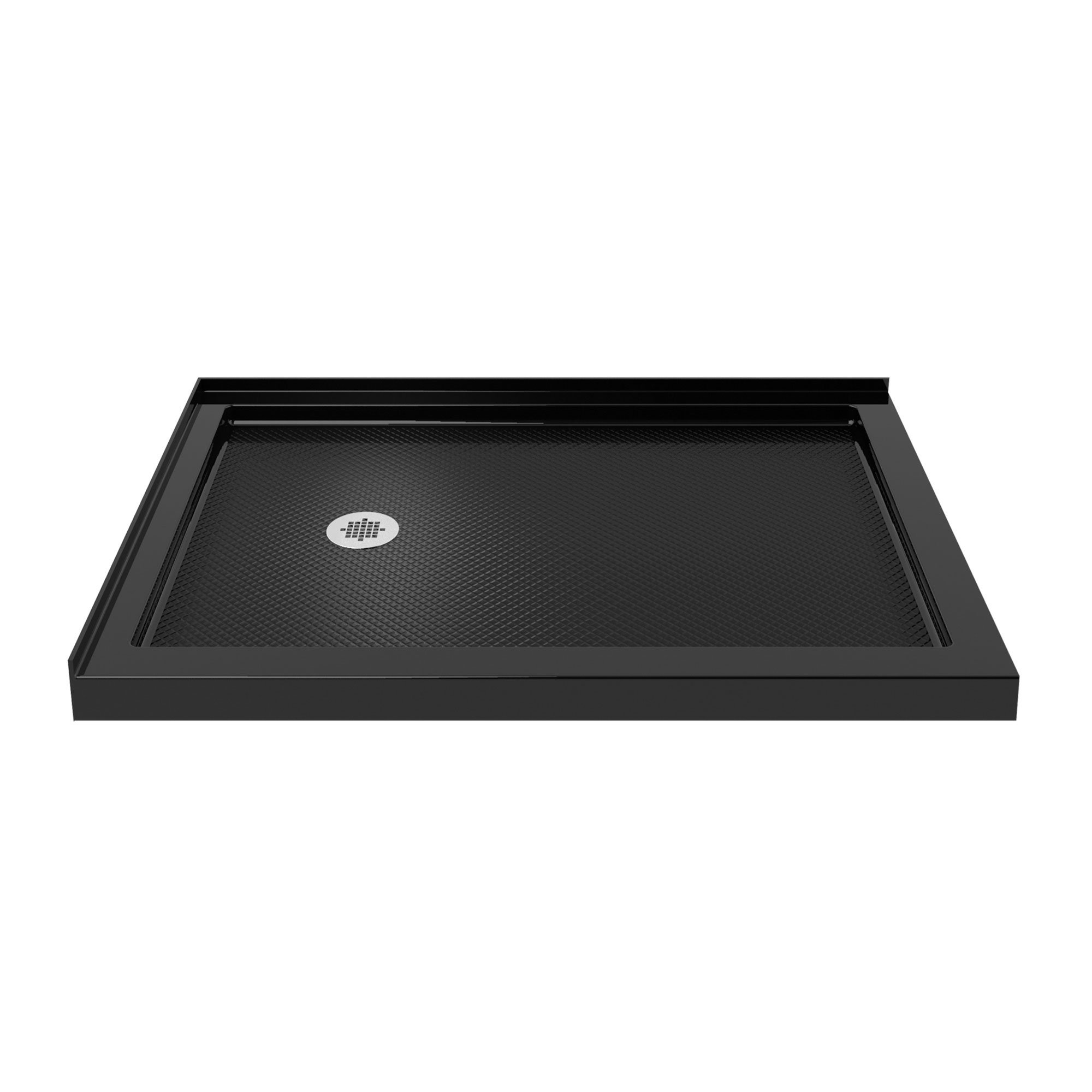 View 1 of **Chipped corner**DreamLine SlimLine 34 in. D x 48 in. W x 2 3/4 in. H Left Drain Double Threshold Shower Base in Black, DLT-1034481-88