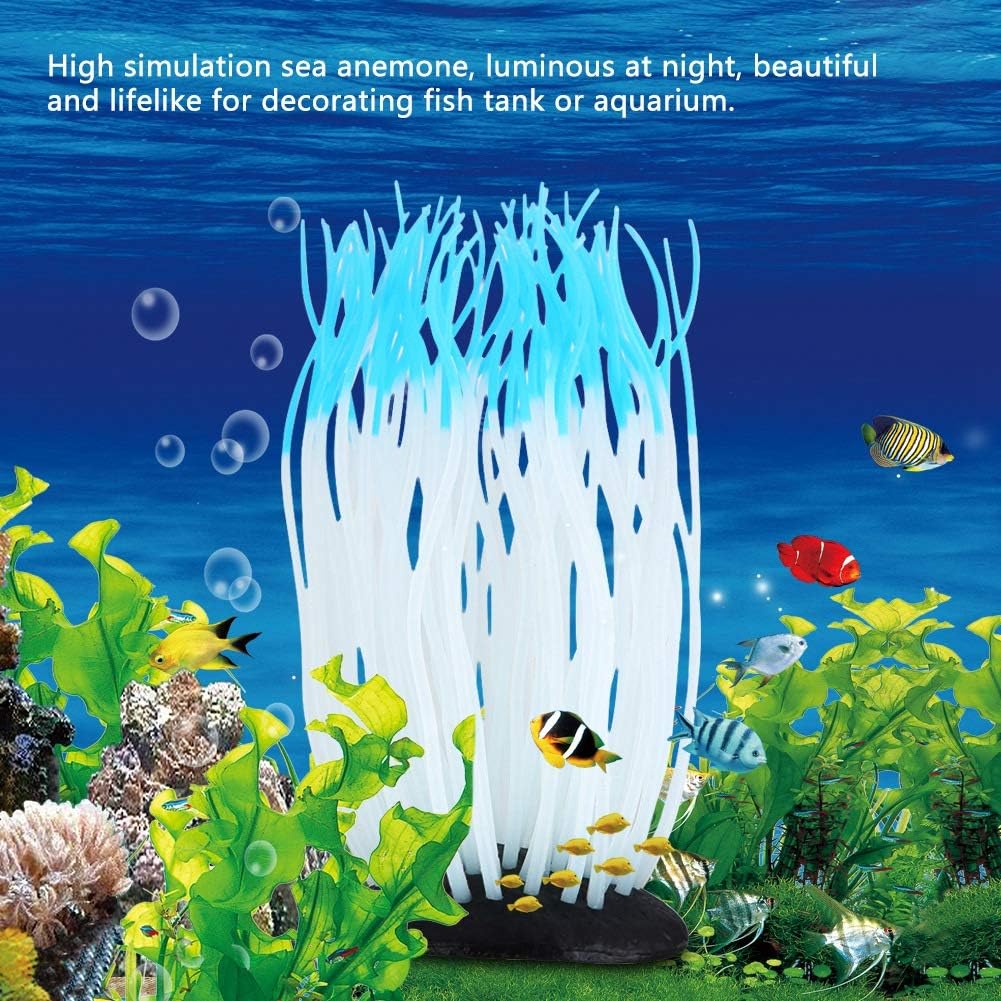 Artificial Silicone Sea Anemone Coral Aquarium Ornament, Luminous Blue, for Fish Tank Freshwater Saltwater - Image 3