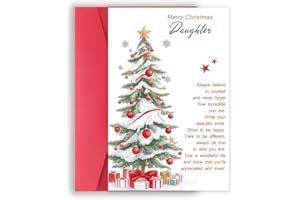 FANCYLUCKY Lovely Christmas Card Gift for Daughter, Daughter Christmas Card, Merry Christmas Card Daughter, Romantic Xmas Gift for Daughter from Dad Mom