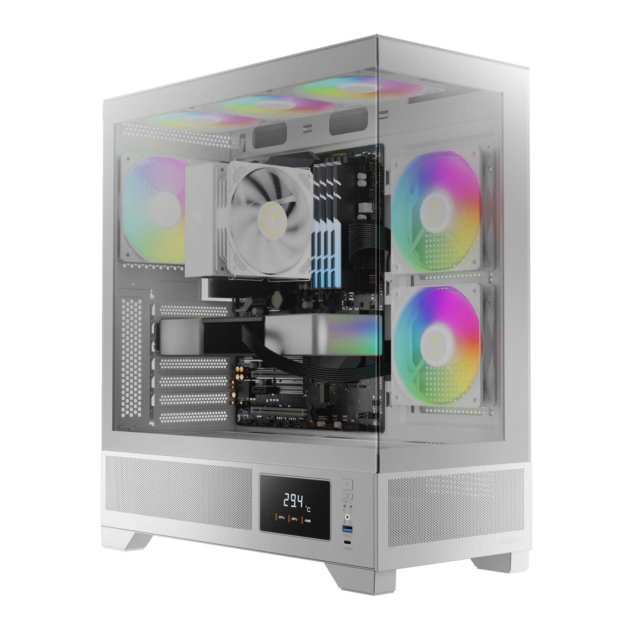 GAMDIAS White Mid Tower Gaming Computer Case