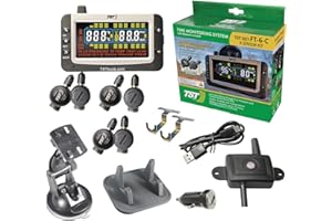 TST TRUCK SYSTEM TECHNOLOGIES TST 507 Series TPMS - RV Tire Pressure Monitoring System with 6 Flow Thru Sensors & Color Display Monitor for Travel Trailers, Campers and Motorhomes (Metal Valve Stems Required for Flow Thru)