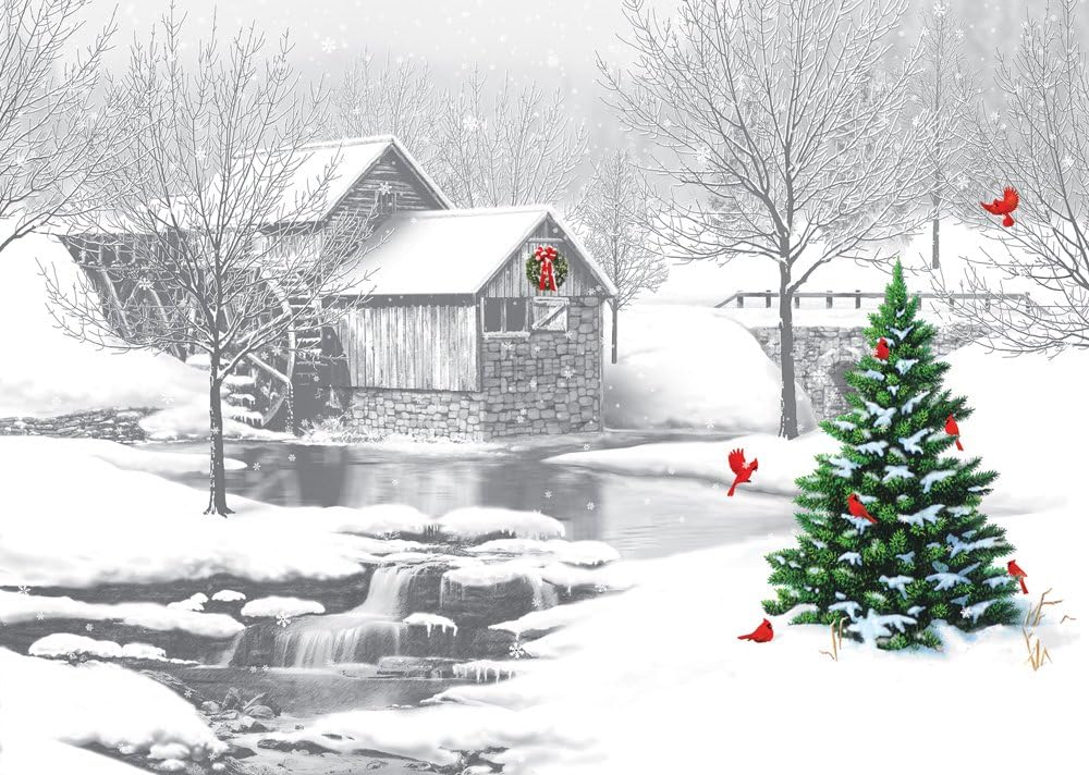 A Winter Evening Christmas Cards - Box of 15 Cards & 16 Foil Lined Envelopes, black, Ssiz.nm-6832