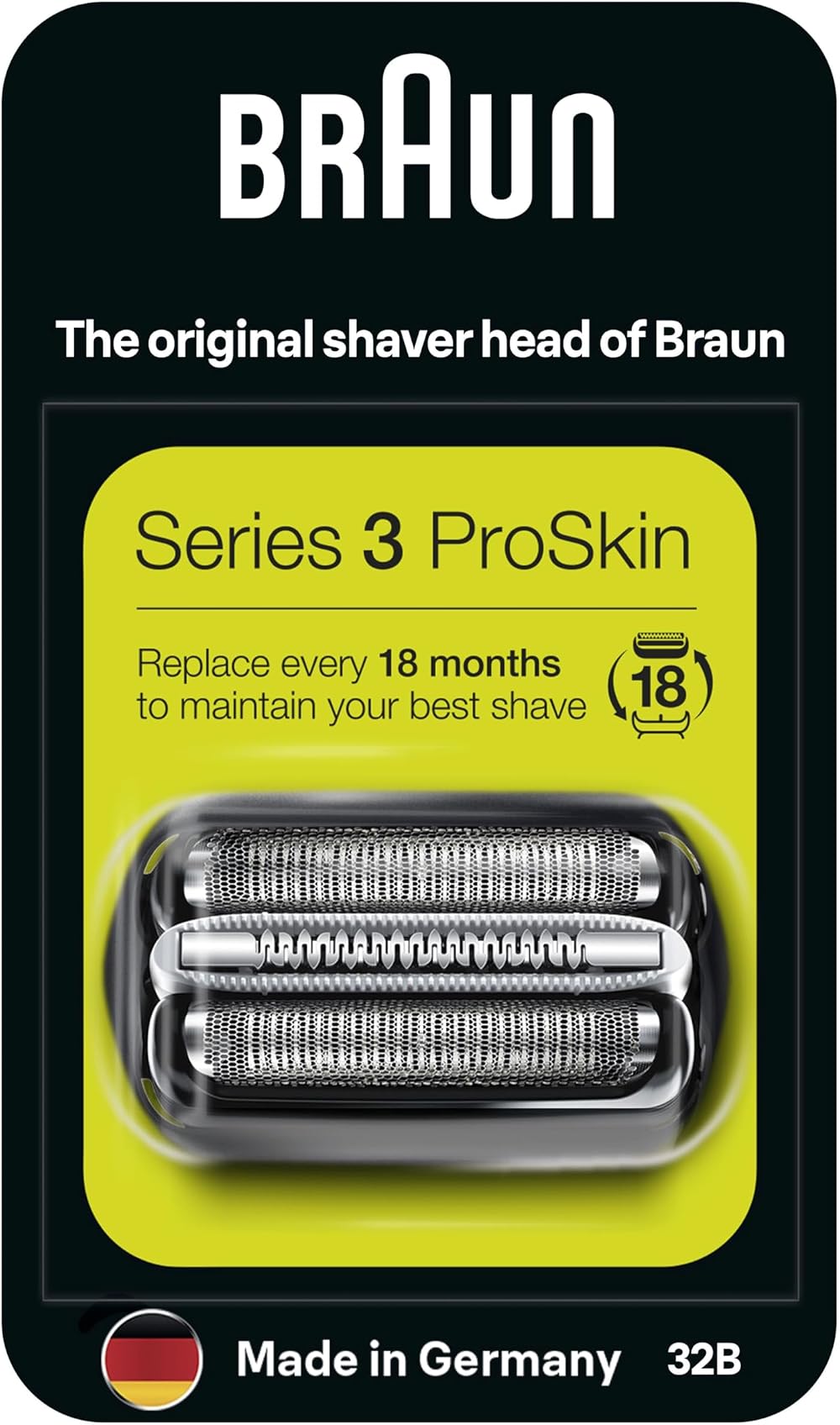 Braun Series 3 Replacement Shaver Head 32B ProSkin Compatible Black