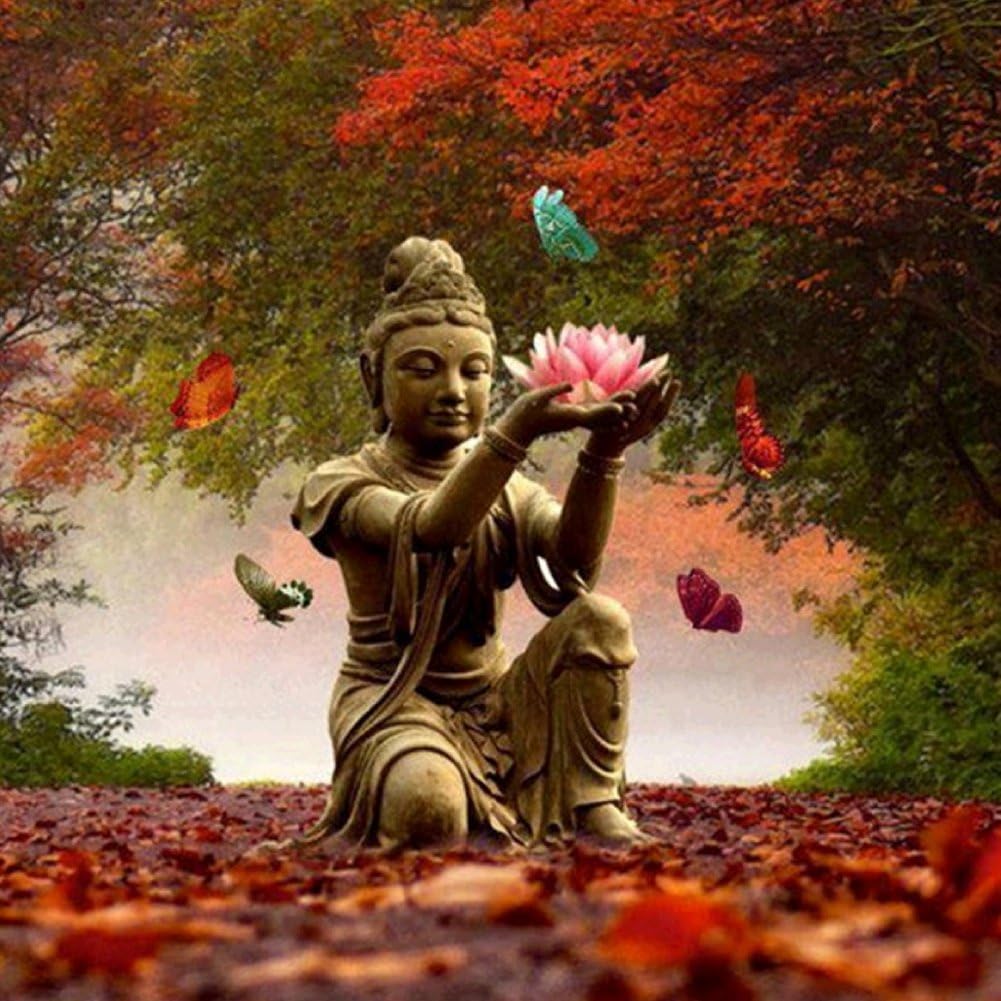 Adarl 5D DIY Diamond Painting Rhinestone Buddha Lotus Pictures of Crystals Diamond Painting Kits Arts, Crafts & Sewing Cross Stitch