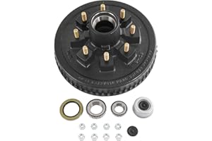 JDMSPEED 12"x 2" Trailer Brake Drum Kit 8 on 6.5" Replacement for 7000LBS Axle Hub Heavy Duty 8 Bolt Trailer Brake Hub Drum Assembly with 1/2"-20 Stud 25580, 14125A Drums 008-219-04-22004K