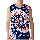 DMPROD Men's Tie Dye Shirt Sleeveless T Shirts Mens Tank Tops Hippies Senior Tees