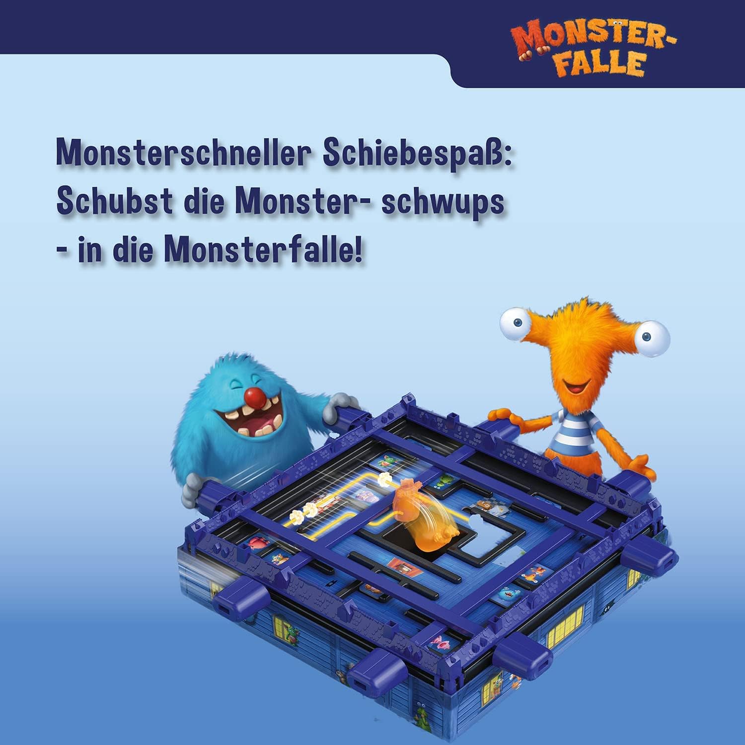 Kosmos 682637 Monsterfalle, Das lustiges Kinderspiel ab 6 Jahre, für 2 bis 4 Personen, Brettspiel mit besonderem Schiebemechanismus, kooperatives Familienspiel, spannendes Gesellschafttspiel 5