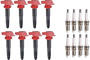 ENA Set of 8 Red Ignition Coil Pack with 8 Platinum Spark Plug Compatible with Porsche Panamera Cayenne Replacement for UF660 C1793 AP5325