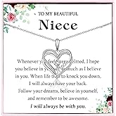 Stocking Stuffers for Girls Women, Double Entwined Hearts To My Daughter Sister Auntie Niece Grandma Nana Necklace Jewelry Christmas Valentines Mothers Day Easter Birthday Gifts for Girls Teens Women