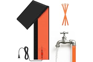 AURELEMA 40" x 7" Water Pipe Heat Blanket with Thermostat, Self Regulating Faucet Heating Blanket, Winter Heating Tape for Metal and Plastic Pipes, 120V, Thermostat Max Temp 140˚F (1 Pack,Orange)