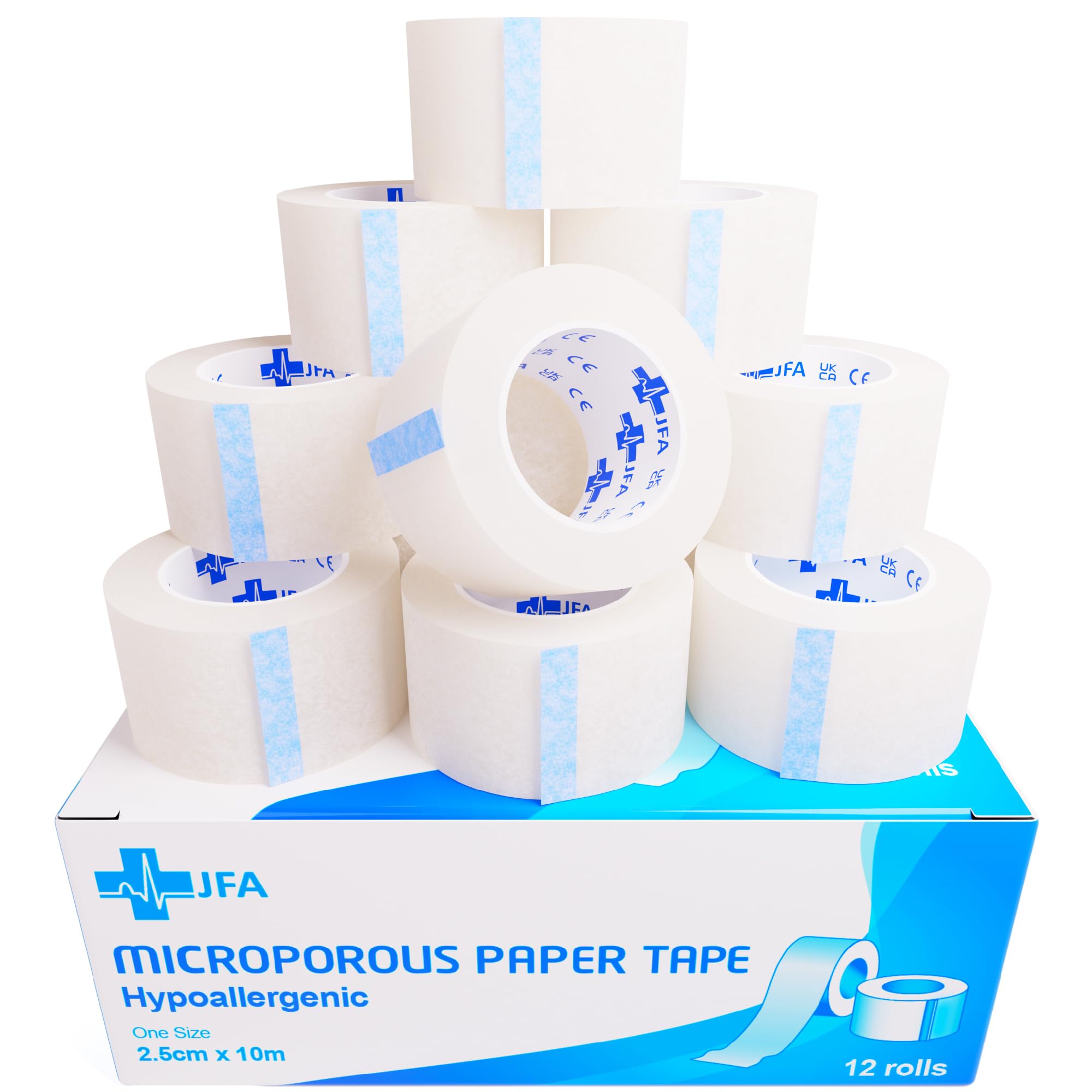 JFA Medical Microporous Surgical Tape First Aid Medical Tape 2.5cm x 10m - Pack of 12 Rolls