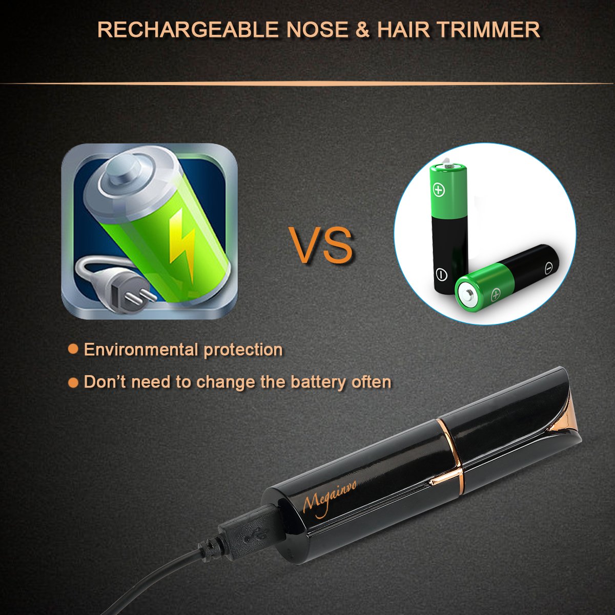 Facial Hair Removal, Megainvo Flawless Hair Removal Portable Painless Mini Discrete Hair Remover for Face, Bikini, Lip-USB Rechargeable