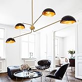 MERCASA Modern Chandelier Large 55" Black and Gold Sputnik Chandeliers 4 Lights Mid Century Ceiling Pendant Light Fixture Lux
