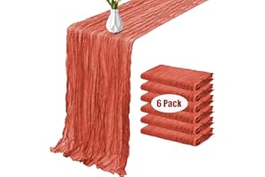 OGORI 6 Pack 10Ft Cheesecloth Table Runner 35x120 Inch Boho Gauze Rustic Sheer Terracotta Cheese Cloth Table Runner for Wedding Bridal Baby Shower Holiday Party Table Decoration