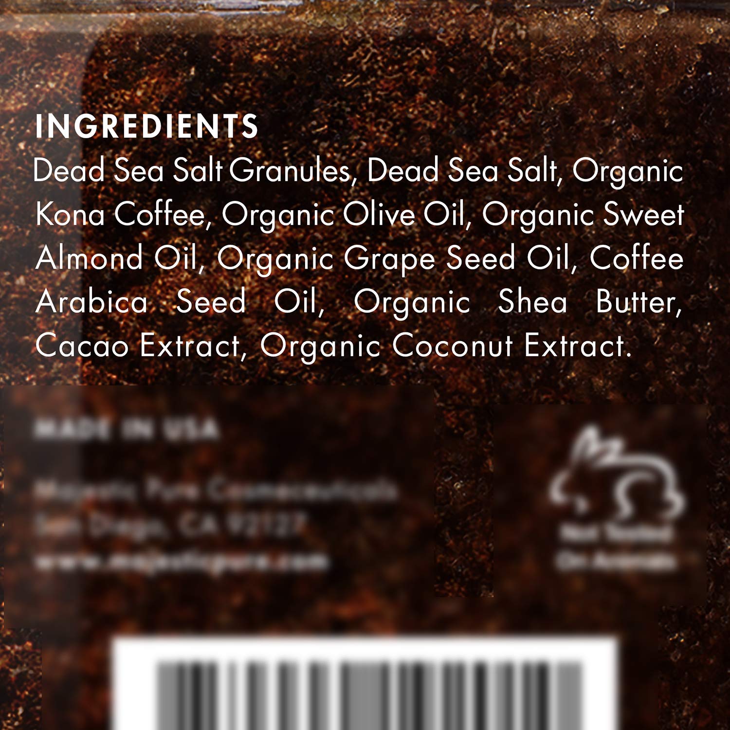 Majestic Pure Arabica Coffee Scrub - All Natural Body Scrub for Skin Care, Stretch Marks, Acne & Cellulite, Reduce the Look of Spider Veins, Eczema, Age Spots & Varicose Veins - 10 Ounces : Beauty