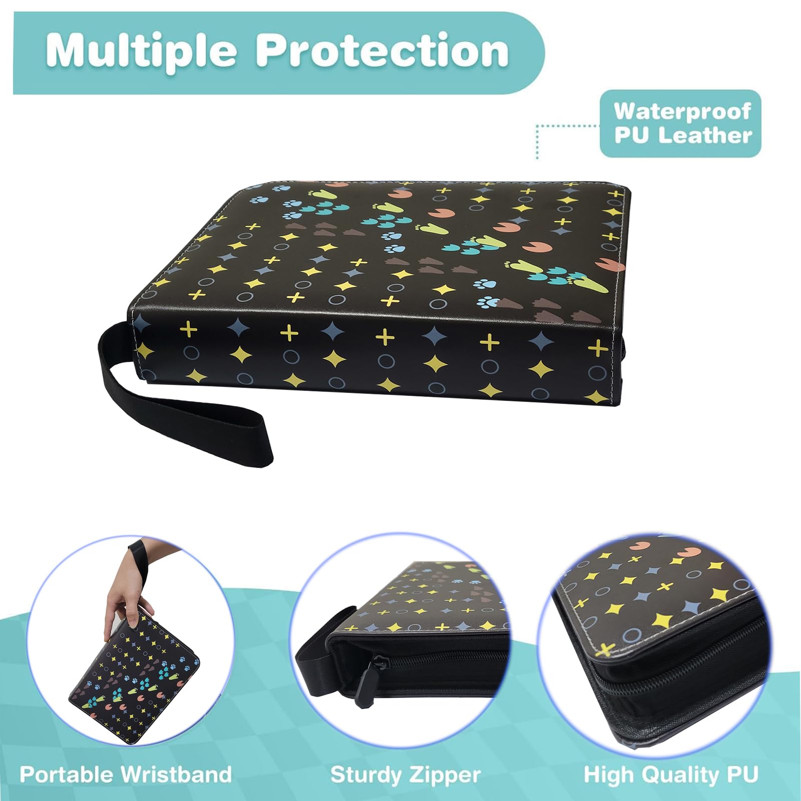 Card Binder,4-Pocket Binder for Cards Trading Card Collection Binder Zipper with 50 Removable Sleeves, 400 Pockets Cards Collector Album Holder Cards Organizer, Gifts for Kids