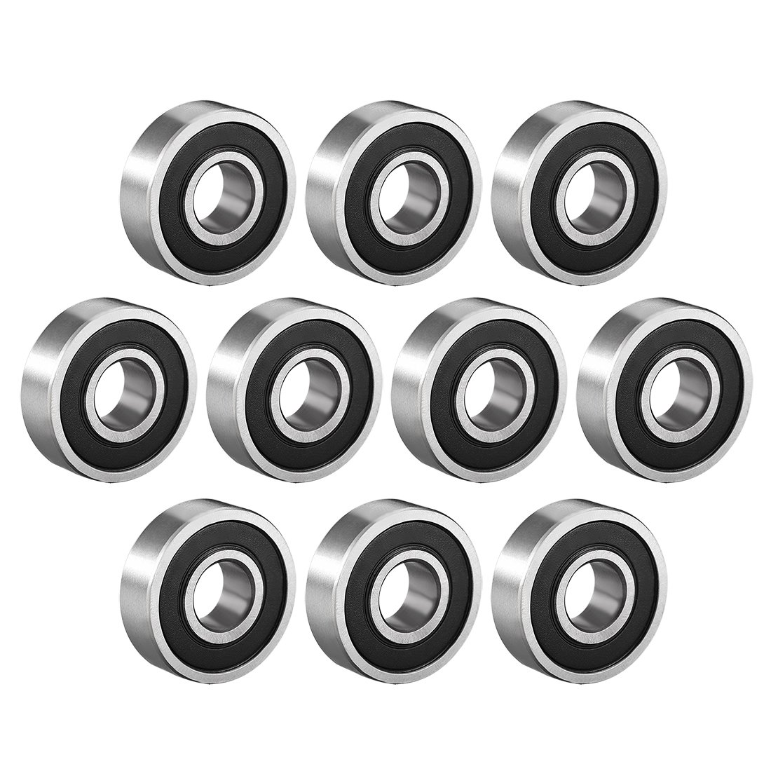 sourcing map 6000-2RS Ball Bearing 10mm x 26mm x 8mm Double Sealed 180100 Deep Groove Bearings High Carbon Steel Z1 (Pack of 10)