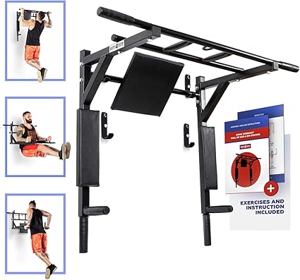 Amazon Com Wall Mounted Pull Up Bar And Dip Station Indoor Home