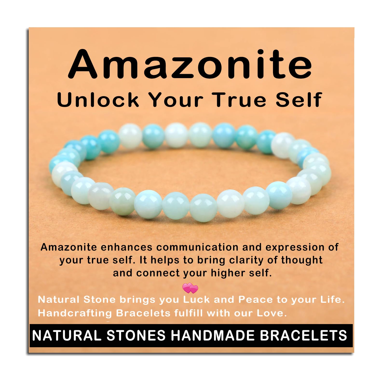 AD Beads Handmade Gemstone Stretch Elastic Bracelet