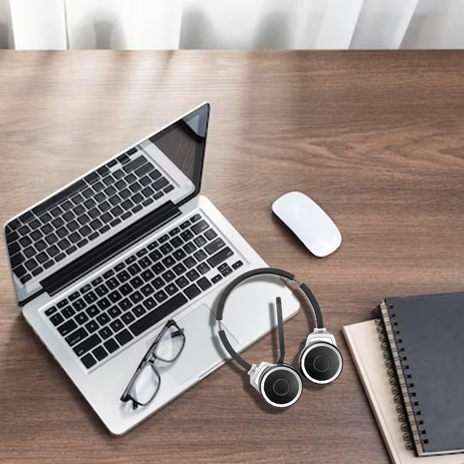 Spracht ZumBT-410 Prestige Bluetooth Headset with Noise-Canceling Microphone | Wireless Headset with Charging Base & USB Dongle for Computer | PC Head Set for Working from Home/Office/Teams/Zoom