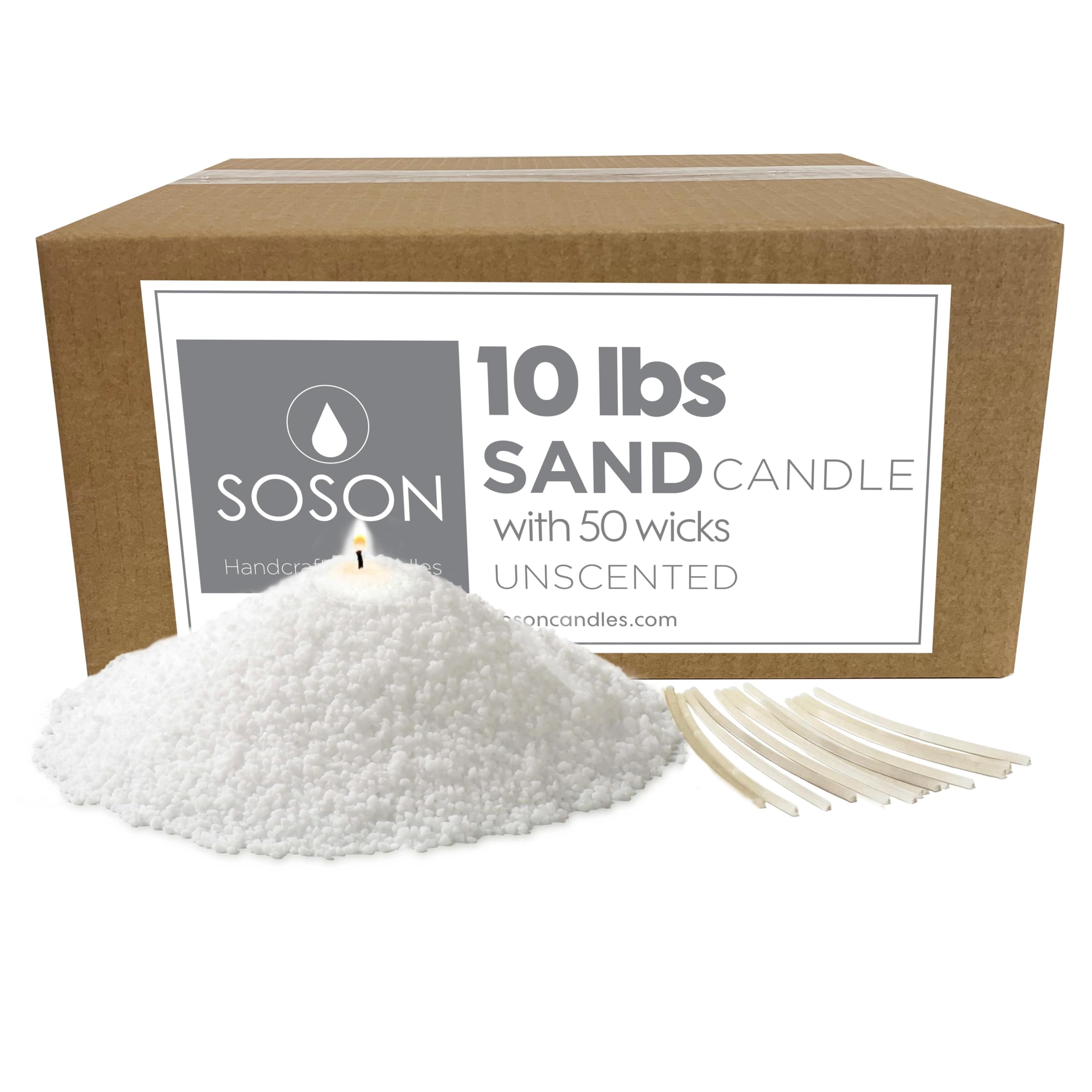 Photo 1 of Simply Soson 10 lb White Unscented Pearled Candle, Sand Wax Candle, Long Lasting Powder, Refillable Natural Wax with 50 Wicks for Candle Making