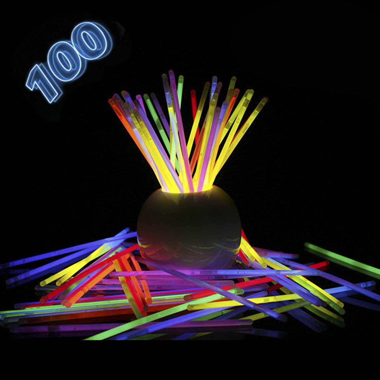 Glow Stick | Glow in The Dark | Light Stick Bulk Party Supplies Favors Necklaces Bracelets Glowstick Neon Toys for Kids 8"-100 Pack