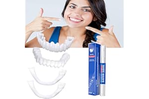 SWEETWHITE 4 Sets of Temporary Denture veneers with occlusal Teeth, Confident Smile Denture veneers, Suitable for Male and Female Bad Tooth whitening Substitute (White-3)