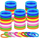 MATEPLUS 50Pcs Solid Color Rubber Bracelets Silicone Wristbands 10 Colors/Black/Green/Yellow/Orange/Blue/Purple, Rubber Wristbands for Women