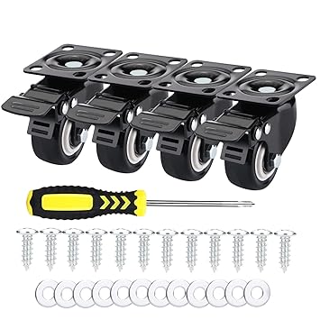 Lot De 4 Roulettes Pivotantes 50mm Avec Freins Roulettes Pivotantes