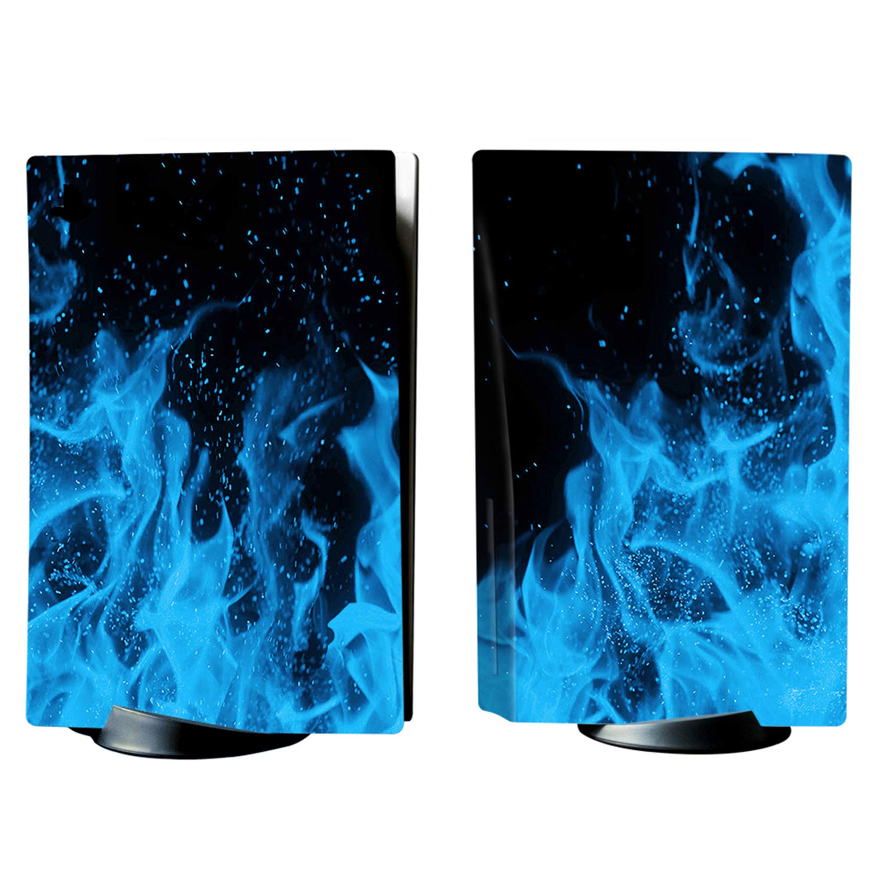 PlayVital Blue Flame Full Set Skin Decal for ps5 Console Disc Edition, Sticker Vinyl Decal Cover for ps5 Controller & Charging Station & Headset & Media Remote