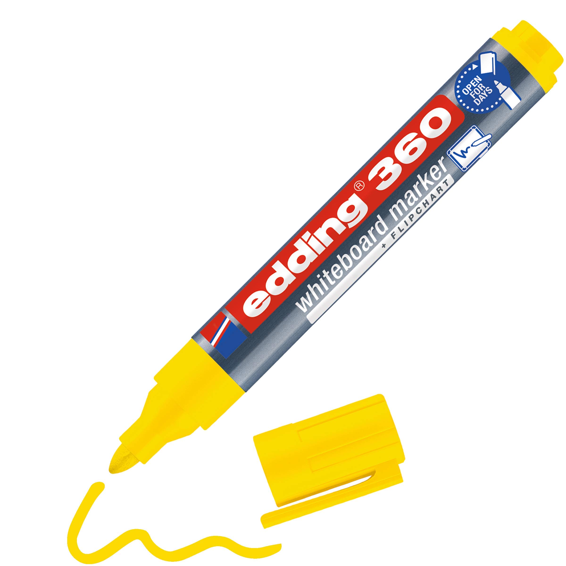 edding 360 whiteboard marker - yellow - 1 whiteboard pen - round tip 1.5-3 mm - whiteboard pen dry wipe - for whiteboards, flipcharts, pinboards, magnetic and memo boards - sketchnotes