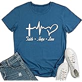 MAXTREE Women Faith Hope Love Graphic Tees Cute T-Shirts