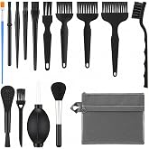 Singhoow 15 Pcs Anti Static Model Cleaning Brush Kit Dusting Tool Set with Air Blower and Double Layer Storage Bag Precision Dusting Tools for Models Figures, Electronics and Museum Artifacts Craft