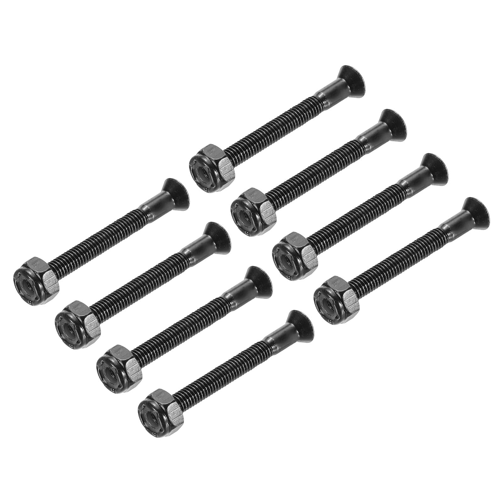 PATIKIL Skateboard Hardware Kit, 1.75" Mounting Screws Full Thread Bolts Nuts Set for Skateboard Cruiser, Black