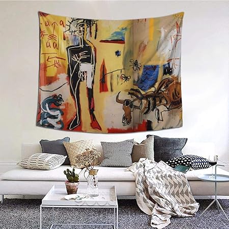 Amazon Co Jp バスキアタペストリー インテリア ファブリック 布ポスター 壁掛け 模様替え 個性ギフト 風景画 人物動物植物現代壁の絵 背景絵画 壁アート ボード 多機能 部屋飾り 152 130cm ホーム キッチン