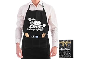 LONGESISM Cooking Apron for Men Women Valentines Day Gifts For Him, Adjustable Neck Strap BBQ Apron,Chef Apron With 3 Pockets
