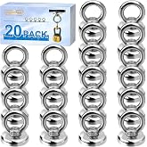 VNDUEEY Magnetic Hooks Heavy Duty 20 Pack, 60 lbs (27 KG) Pulling Force Rare Earth Magnets with Countersunk Hole Eyebolt, Neodymium Magnet Hooks for Home, Workplace, Garage, Kitchen and Office
