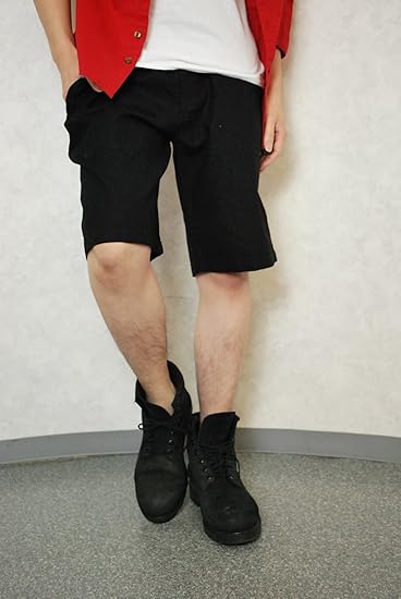 Amazon 綿麻メンズショーツ ハーフパンツ 麻 綿 カラー ショーツ メンズ カラフル レディース リゾート 青 オラオラ系 ハーパン ショートパンツ 短パン カラー ピンク ブルー ホワイト 白 黒 赤 レッド 黄色 緑 水色 L Black ショートパンツ 通販