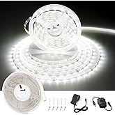 CT CAPETRONIX White LED Strip Light, 49.2 Feet 24 Volt LED Light Strip White, 6000K Daylight Super Bright LED Tape Light for Bedroom, Kitchen, Closet, Cabinet, Mirror, Indoor(Dimmer Included)