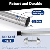 Deconovo 25mm Extendable Curtain Poles 76-116cm Silver Eyelet Rods view 4